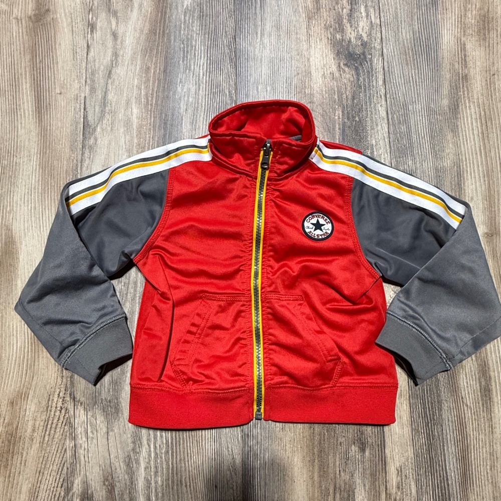 Streetwear Converse Track Jacket Red Grey Stripe Skatecore 2T